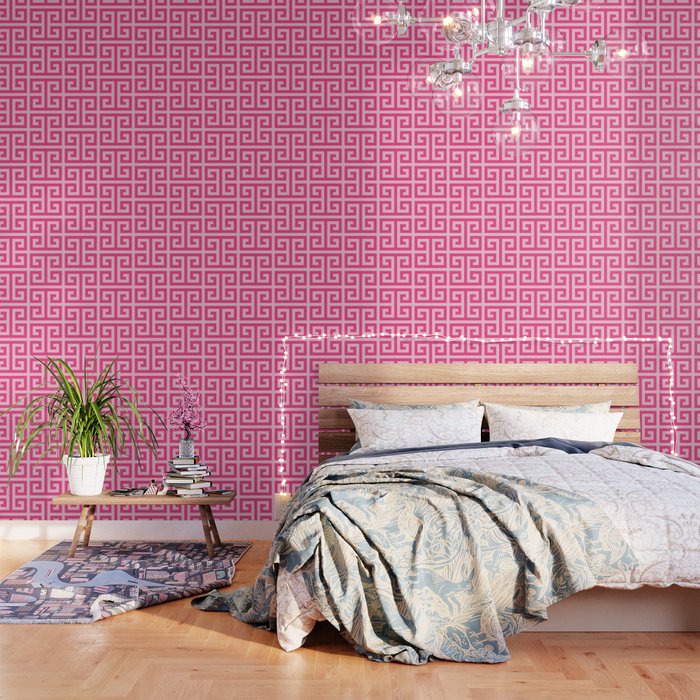 Girly Pink Large Greek Key Pattern Comforters Wallpaper Gallery Image 3