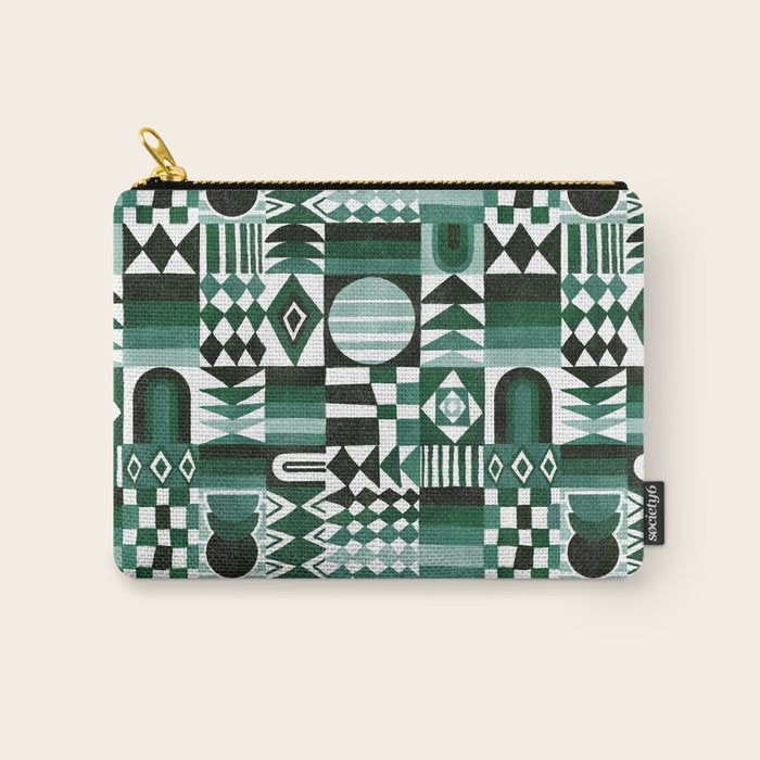 Geometric Tapestry - Green Carry All Pouch Gallery Image 1