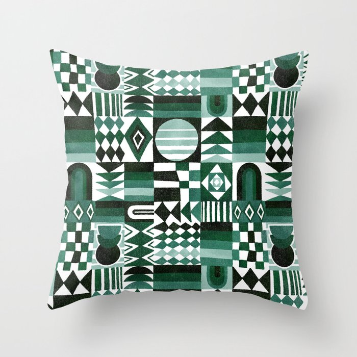 Geometric Tapestry - Green Throw Pillow Gallery Image 6