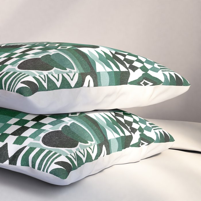 Geometric Tapestry - Green Pillow Sham Gallery Image 3