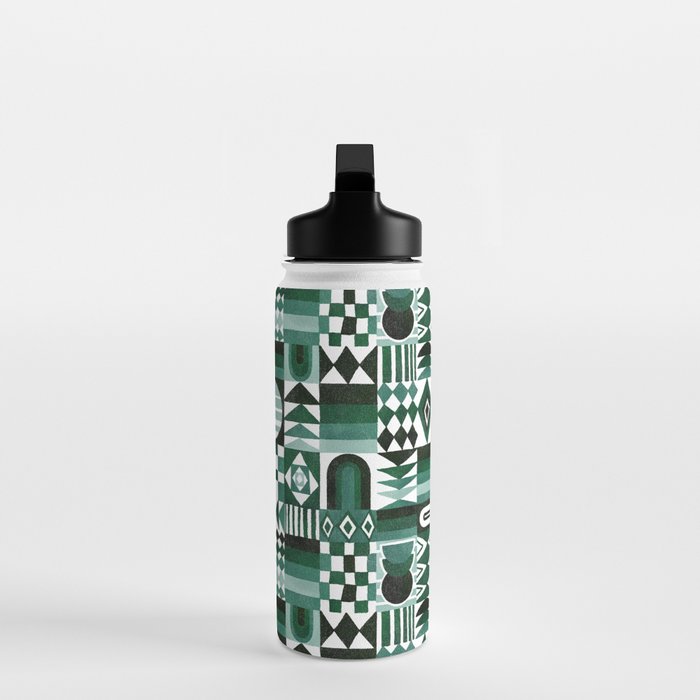 Geometric Tapestry - Green Water Bottle Gallery Image 3