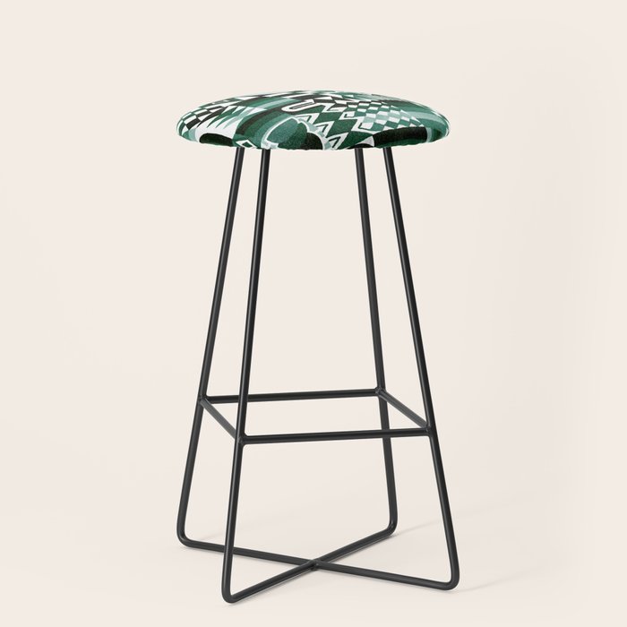 Geometric Tapestry - Green Stool Gallery Image 1