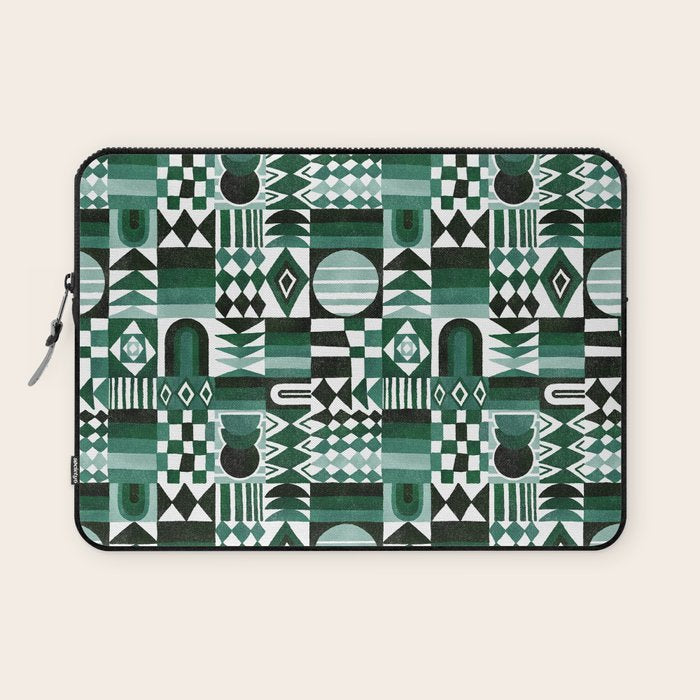 Geometric Tapestry - Green Laptop Sleeve Gallery Image 1