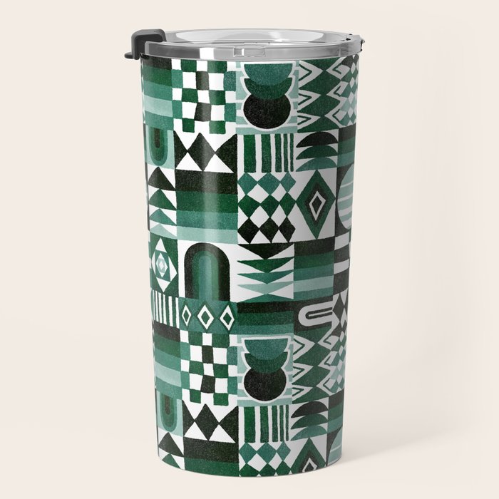 Geometric Tapestry - Green Travel Mug Gallery Image 3