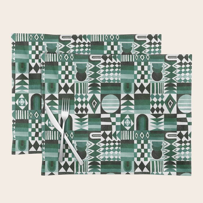 Geometric Tapestry - Green Placemat Gallery Image 1