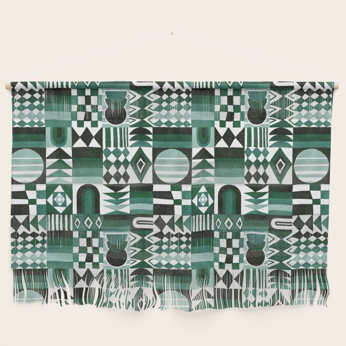 Geometric Tapestry - Green Wall Hanging Gallery Image 1
