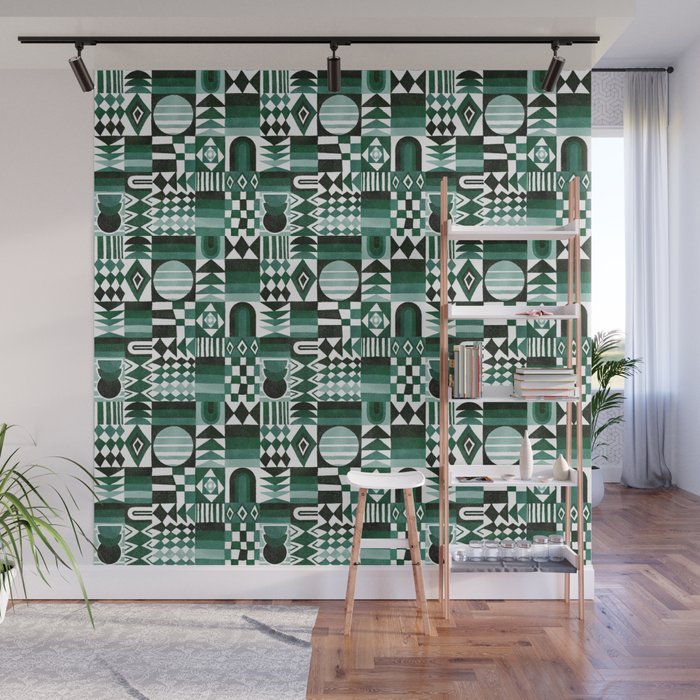 Geometric Tapestry - Green Wall Mural Gallery Image 1