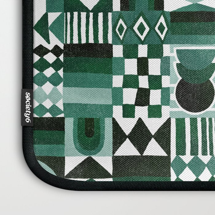 Geometric Tapestry - Green Laptop Sleeve Gallery Image 3