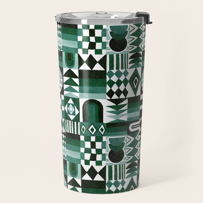 Geometric Tapestry - Green Travel Mug Gallery Image 2