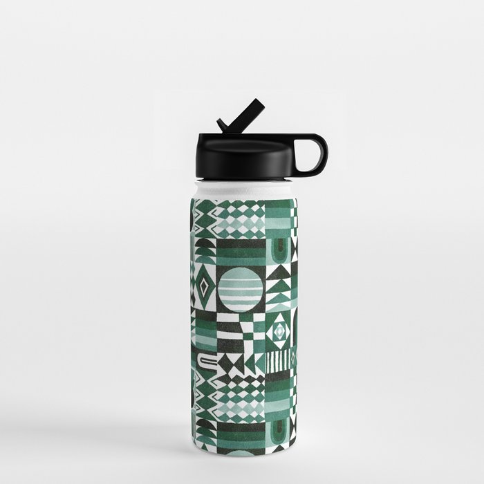 Geometric Tapestry - Green Water Bottle Gallery Image 1