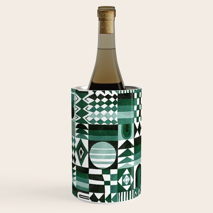 Geometric Tapestry - Green Wine Chiller Gallery Image 1
