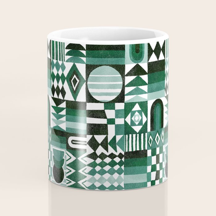 Geometric Tapestry - Green Coffee Mug Gallery Image 4