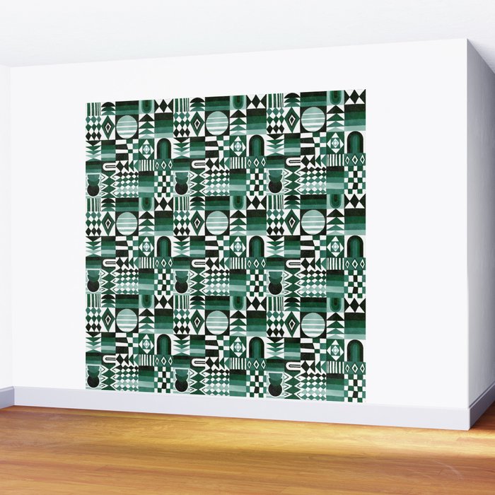 Geometric Tapestry - Green Wall Mural Gallery Image 2