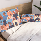 Female diverse faces of different ethnicity blue Pillow Sham Gallery Image 2