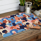 Female diverse faces of different ethnicity blue Outdoor Rug Gallery Image 2