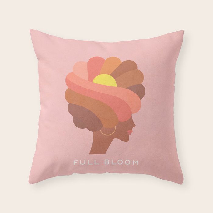 Full Bloom Girl Power Portrait Throw Pillow Gallery Image 1