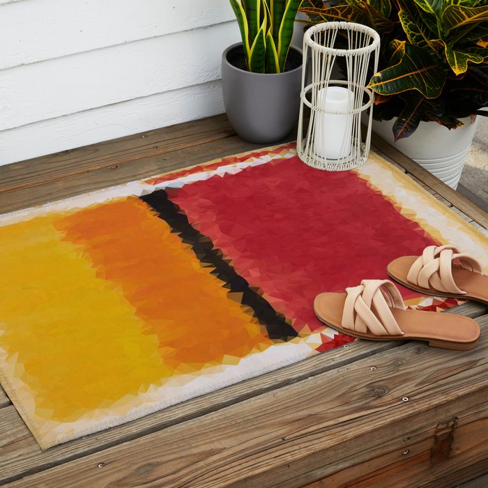 Untitled After Rothko Low Poly Geometric Triangles Outdoor Rug Gallery Image 2