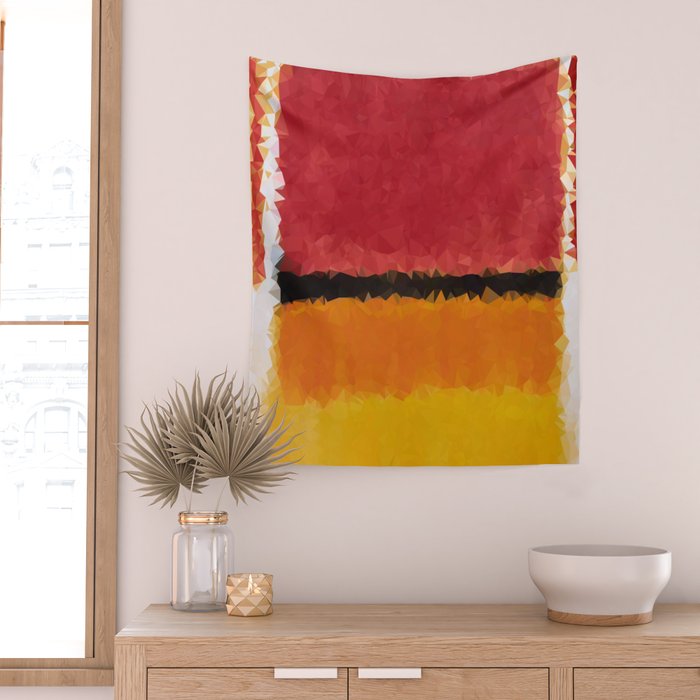 Untitled After Rothko Low Poly Geometric Triangles Wall Tapestry Gallery Image 2