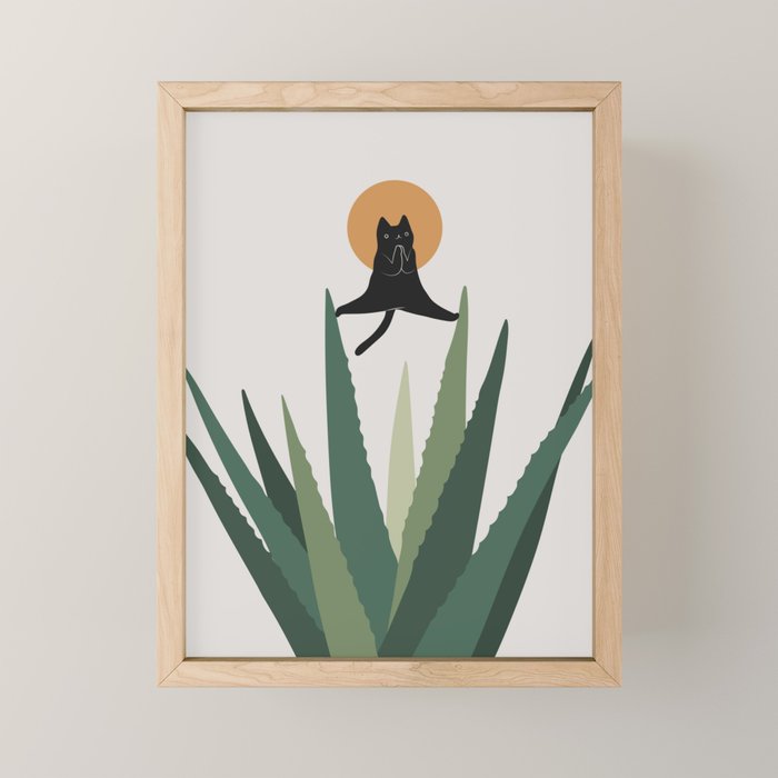 Cat and Plant 43: Nameowste Mini Art Print Gallery Image 1