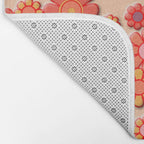 Retro Garden Flower Cuff Puffy Look Pink Peach Orange 60s 70s Pattern Bath Mat Gallery Image 2