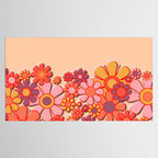 Retro Garden Flower Cuff Puffy Look Pink Peach Orange 60s 70s Pattern Tablecloth Gallery Image 2