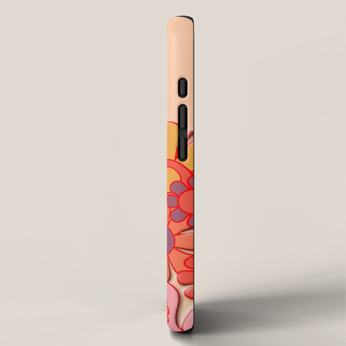 Retro Garden Flower Cuff Puffy Look Pink Peach Orange 60s 70s Pattern iPhone Case Gallery Image 2