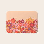 Retro Garden Flower Cuff Puffy Look Pink Peach Orange 60s 70s Pattern Bath Mat Gallery Image 1