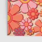Retro Garden Flower Cuff Puffy Look Pink Peach Orange 60s 70s Pattern Poster Gallery Image 3