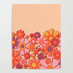 Retro Garden Flower Cuff Puffy Look Pink Peach Orange 60s 70s Pattern Poster Gallery Image 4