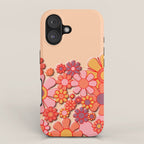 Retro Garden Flower Cuff Puffy Look Pink Peach Orange 60s 70s Pattern iPhone Case Gallery Image 1