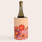 Retro Garden Flower Cuff Puffy Look Pink Peach Orange 60s 70s Pattern Wine Chiller Gallery Image 2