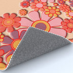Retro Garden Flower Cuff Puffy Look Pink Peach Orange 60s 70s Pattern Rug Gallery Image 4