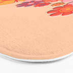 Retro Garden Flower Cuff Puffy Look Pink Peach Orange 60s 70s Pattern Bath Mat Gallery Image 3
