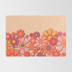 Retro Garden Flower Cuff Puffy Look Pink Peach Orange 60s 70s Pattern Rug Gallery Image 2