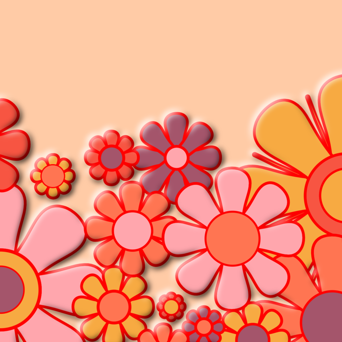 Retro Garden Flower Cuff Puffy Look Pink Peach Orange 60s 70s Pattern Coffee Mug Gallery Image 2