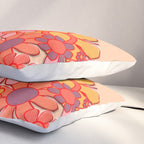 Retro Garden Flower Cuff Puffy Look Pink Peach Orange 60s 70s Pattern Pillow Sham Gallery Image 3