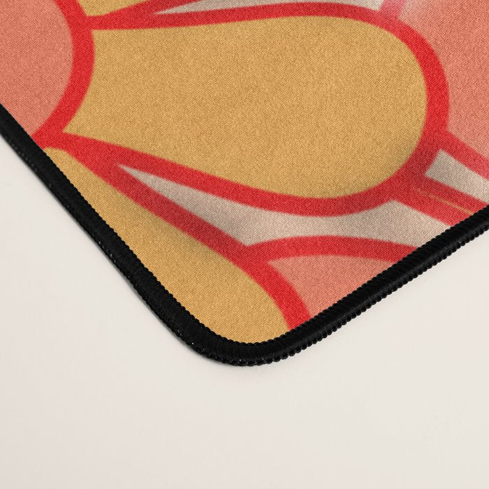 Retro Garden Flower Cuff Puffy Look Pink Peach Orange 60s 70s Pattern Desk Mat Gallery Image 4