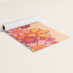 Retro Garden Flower Cuff Puffy Look Pink Peach Orange 60s 70s Pattern Yoga Mat Gallery Image 2