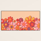 Retro Garden Flower Cuff Puffy Look Pink Peach Orange 60s 70s Pattern Desk Mat Gallery Image 3