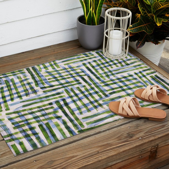 Abstract Linocut Pattern #8 Outdoor Rug Gallery Image 2