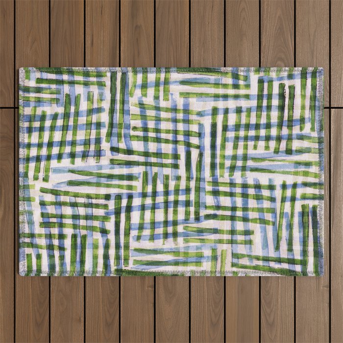 Abstract Linocut Pattern #8 Outdoor Rug Gallery Image 1
