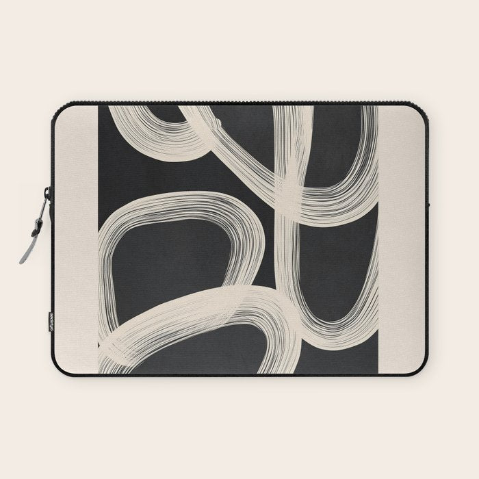 Black and White  Abstract Line Art  2 Laptop Sleeve Gallery Image 1