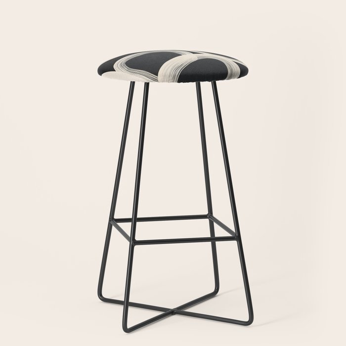 Black and White  Abstract Line Art  2 Stool Gallery Image 1