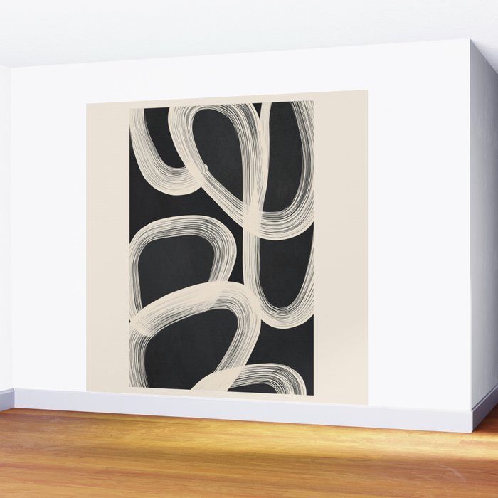Black and White  Abstract Line Art  2 Wall Mural Gallery Image 2