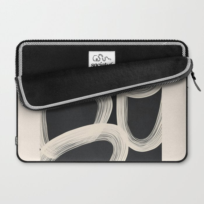 Black and White  Abstract Line Art  2 Laptop Sleeve Gallery Image 2
