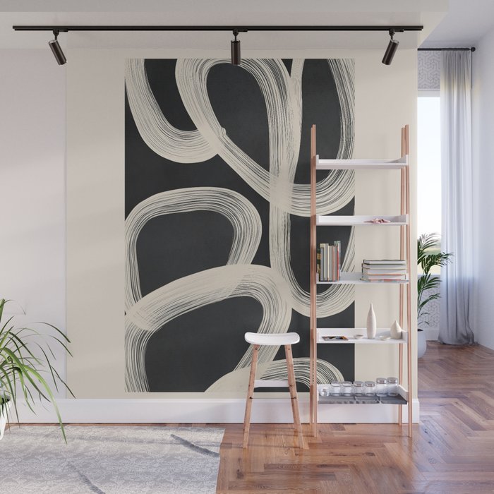 Black and White  Abstract Line Art  2 Wall Mural Gallery Image 1