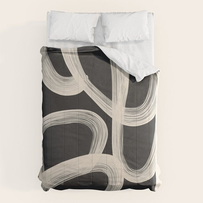 Black and White  Abstract Line Art  2 Comforter Gallery Image 6