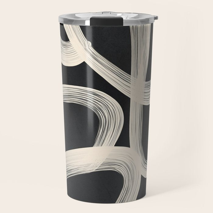Black and White  Abstract Line Art  2 Travel Mug Gallery Image 1