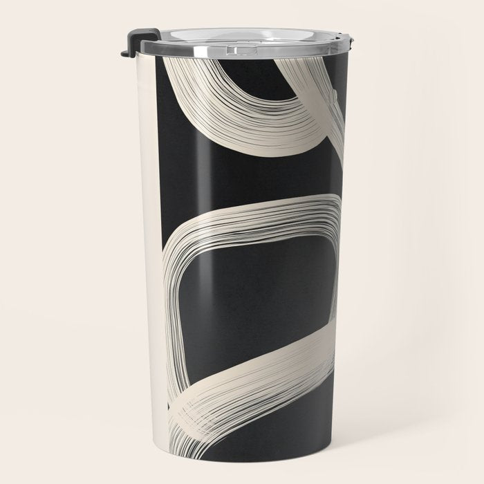 Black and White  Abstract Line Art  2 Travel Mug Gallery Image 3
