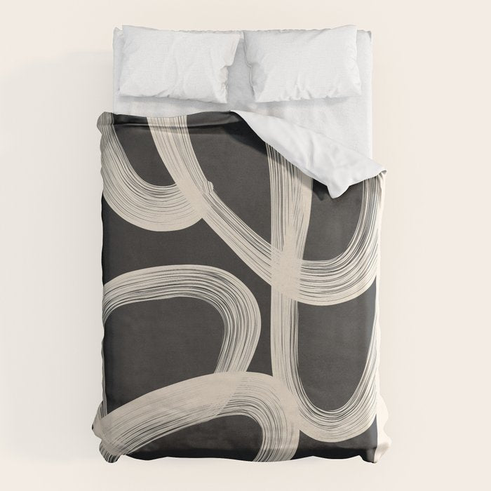 Black and White  Abstract Line Art  2 Duvet Cover Gallery Image 1
